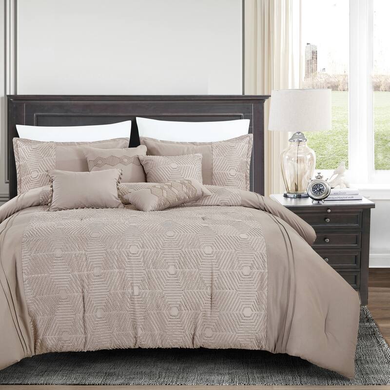 Shatex 7 Piece All Season Bedding Queen size Comforter Set, Ultra Soft Polyester Elegant Bedding Comforters - Queen