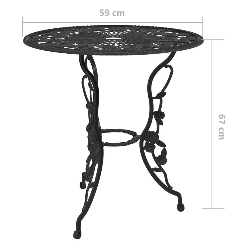 vidaXL Patio Bistro Set 3 Piece Outdoor Garden Table and Chair Cast Aluminum - 23.2x26.4x23.2