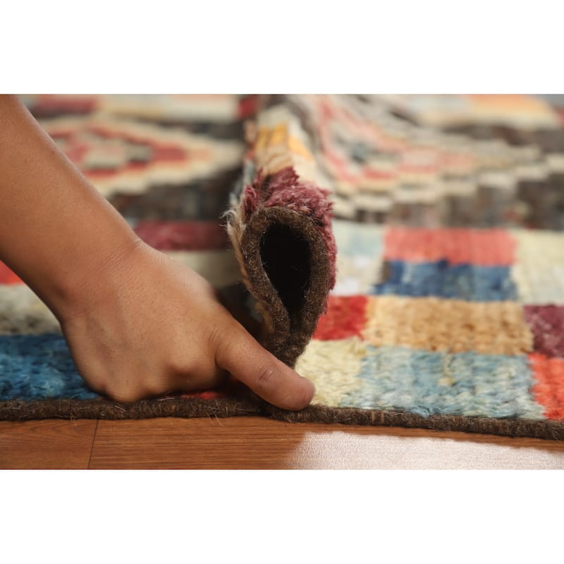 Checkered Moroccan Oriental Rug Handmade Wool Carpet - 5'3" x 6'4"