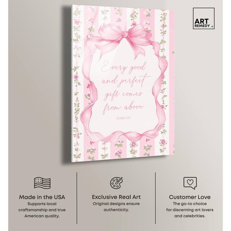 Good and Perfect Gift Bow Acrylic by Art Remedy, Ready to Hang