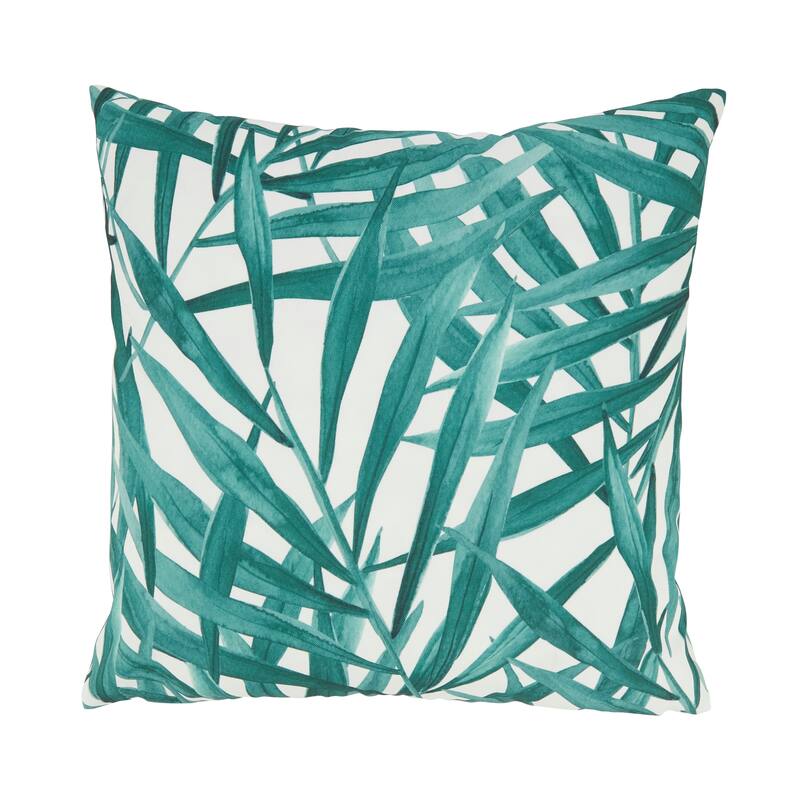 Fern Foliage Outdoor Poly Filled Throw Pillow - Green - 18"x18" - Polyester