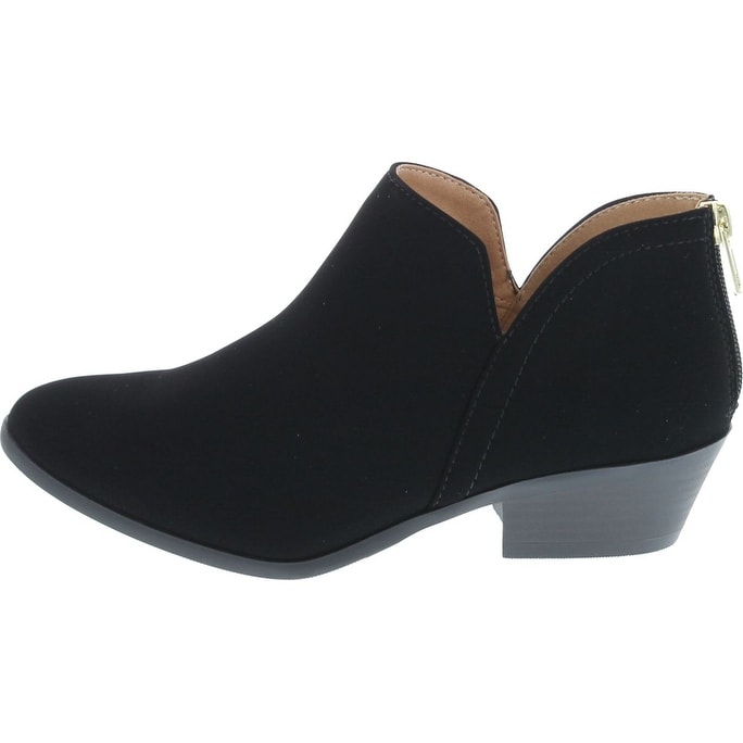 mid heel suede ankle boots