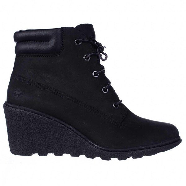 timberland black wedge boots