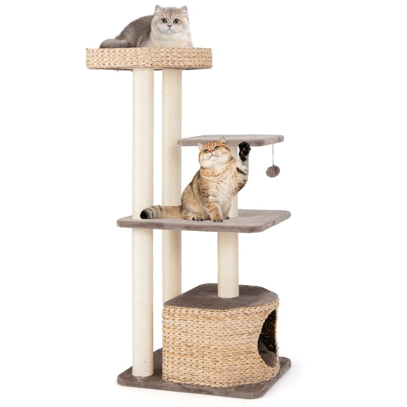 4-Layer Cat Tower with Scratching Posts Condo and Washable Cushions - 23.5" x 19" x 52"