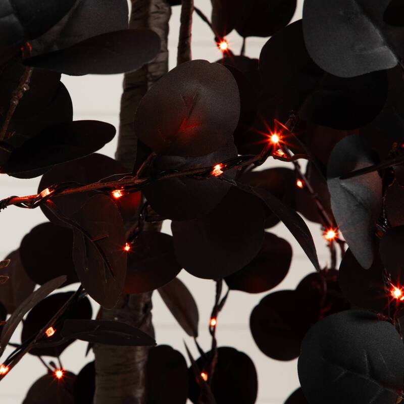 Pre-Lit Artificial Halloween Eucalyptus Potted Tree - 9' - Orange and Purple LED Lights