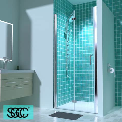 ExBrite 34'' x 72'' Shower Door Frameless Hinged Single Glass Shower Door,Thick Tempered Glass,Reversible Installation