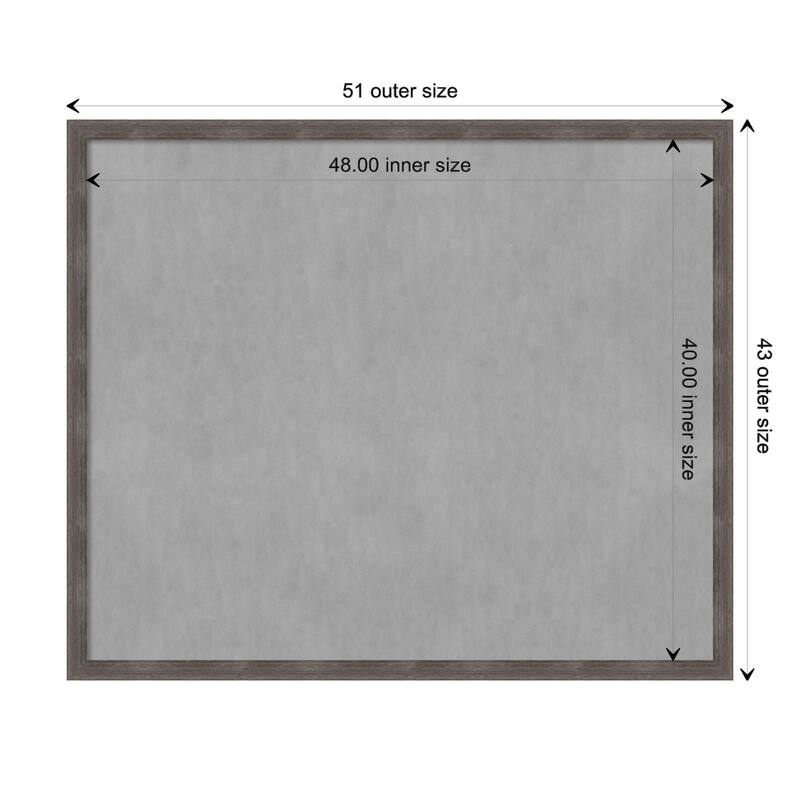 Amanti Art Pinstripe Lead Grey Framed Magnetic Board - Board Size 48x40
