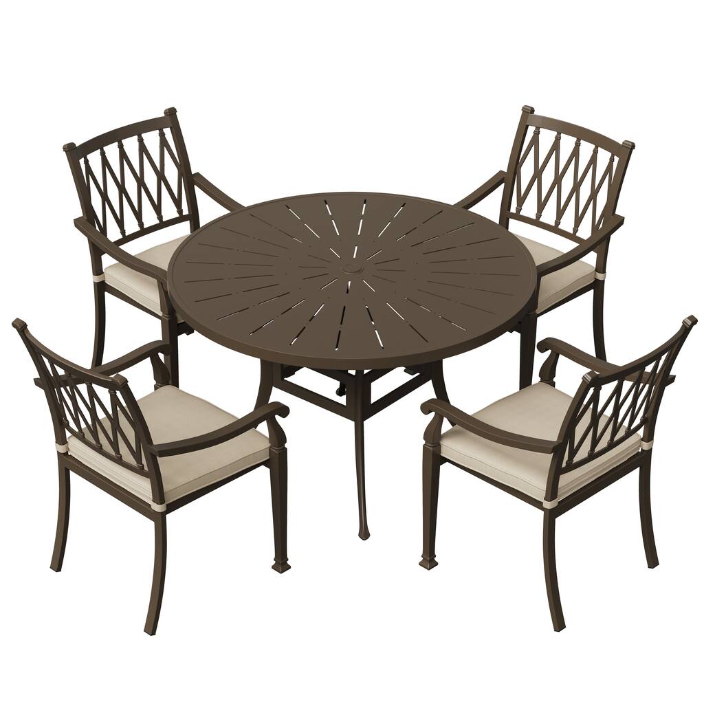 4 - Person Round Outdoor Dining Set with Cushions