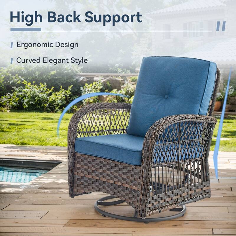 Gymojoy Patio Furniture Set Outdoor Wicker Swivel Glider Chairs Set