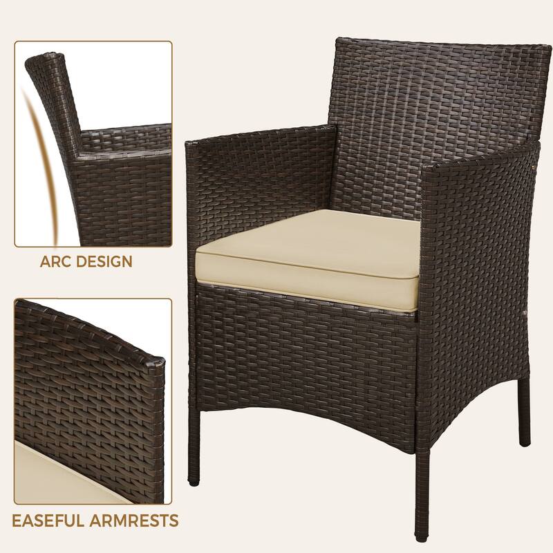 Yaheetech 3-Piece Bistro Set with Rattan Wicker Chairs and Table for Porch