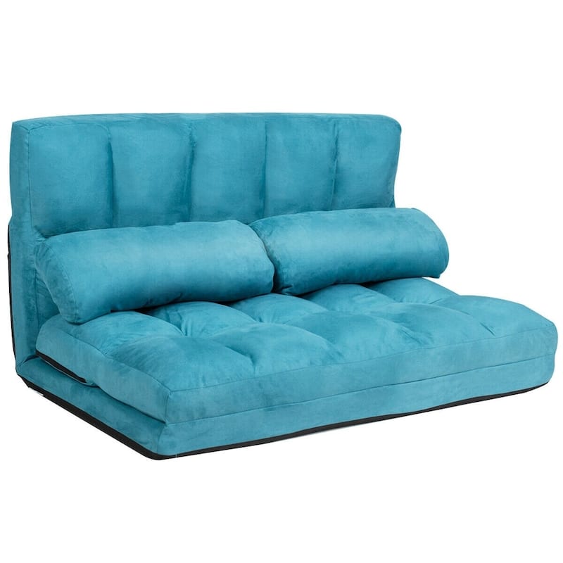 Adjustable 6-Position Floor Sofa Bed with Removable Cloth Cover - 71" x 44.5" x 5.5" (L x Wx H) - Blue