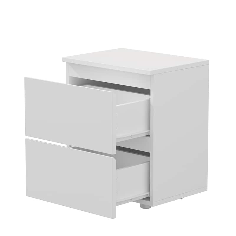 Nightstand Bedside Table Wood 2-Drawer End Table White/Brown