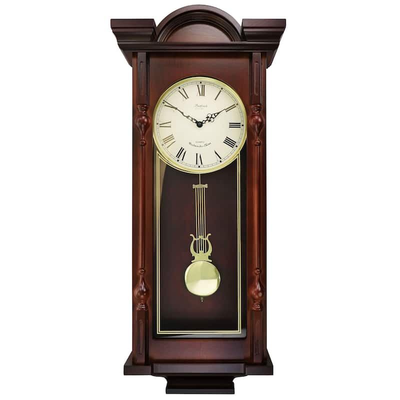 Bedford Clock Collection Grand 31In Pendulum Wall Clock Mahogny Cherry - 31 in