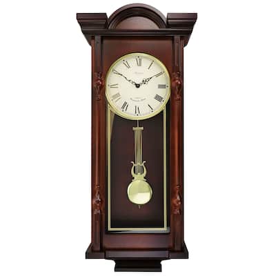Bedford Clock Collection Grand 31In Pendulum Wall Clock Mahogny Cherry - 31 in