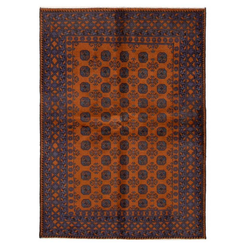 ECARPETGALLERY Hand-knotted Uzbek Kargahi Burnt Orange Wool Rug - 5'5 x 7'8