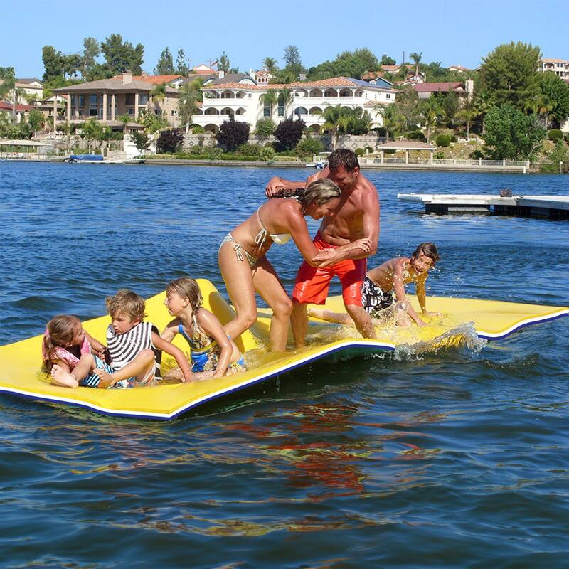3 Layer Swimming Pool Float Floating Mat in Yellow and Blue - 18'*6'