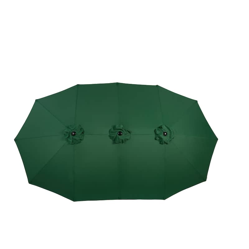 14.86 ft. Steel Market Outdoor Patio Umbrella with 12 Ribs, Crank Open/Close System, Double Sided Umbrella