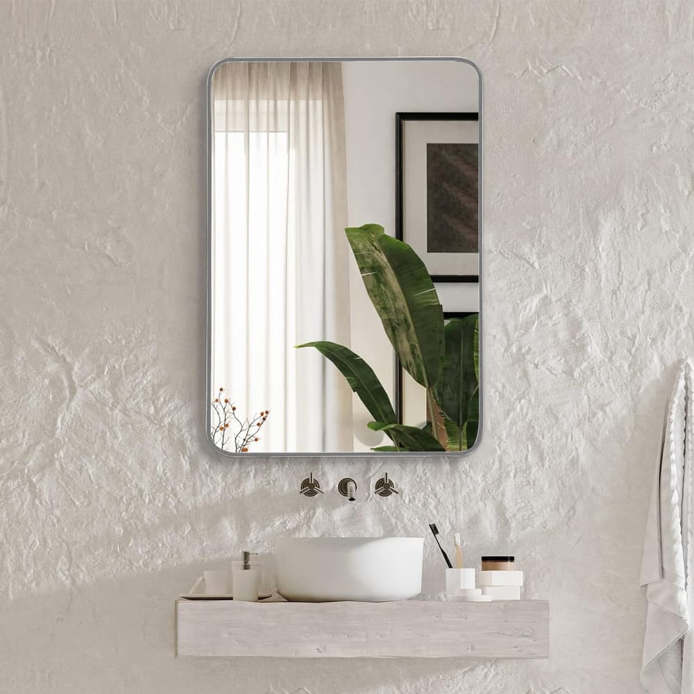 Bathroom Mirror for Over Sink Wall Mirror Metal Frame Rounded Rectangular Vanity Mirrors for Bedroom Living Room Entryway Decor