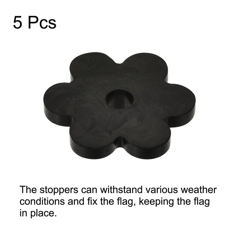Flower Shape Rubber Stoppers for Garden Flag Stand Poles Black 5 Pack