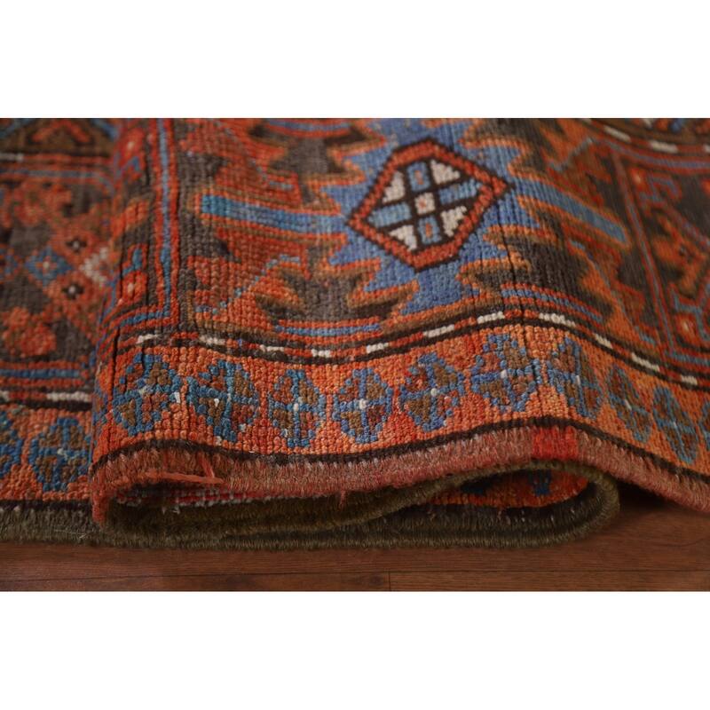 Hand Knotted Oriental 100% Wool Carpet Traditional Medallion Oranges & Rust Heriz Area Rug - 11' 4'' X 7' 11''