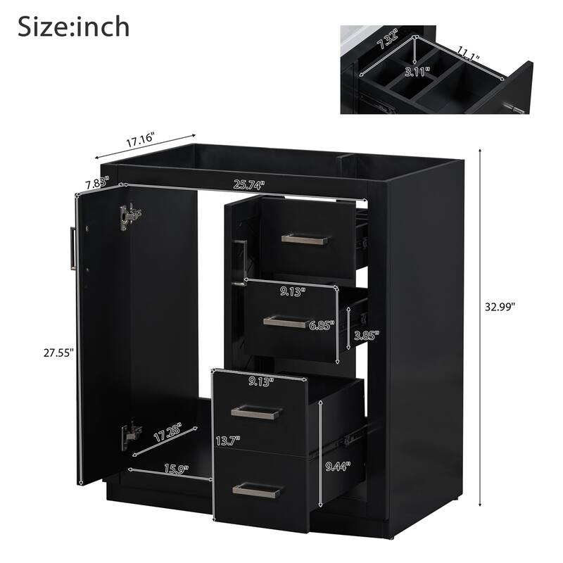 30'' Bathroom Vanity without Sink,Frame Bathroom Storage Cabinet Only