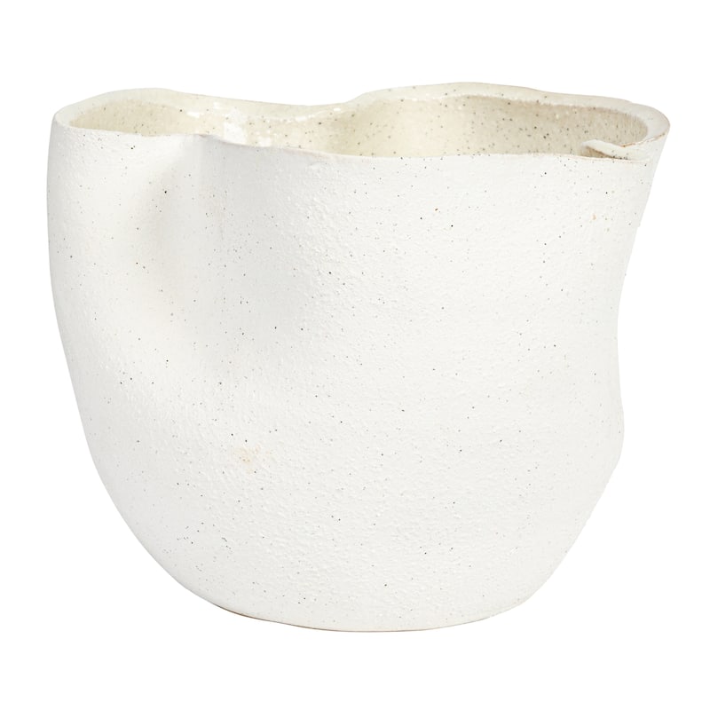 Stoneware Ruffled Planter with Reactive Glaze - 7.3"L x 7.0"W x 5.6"H