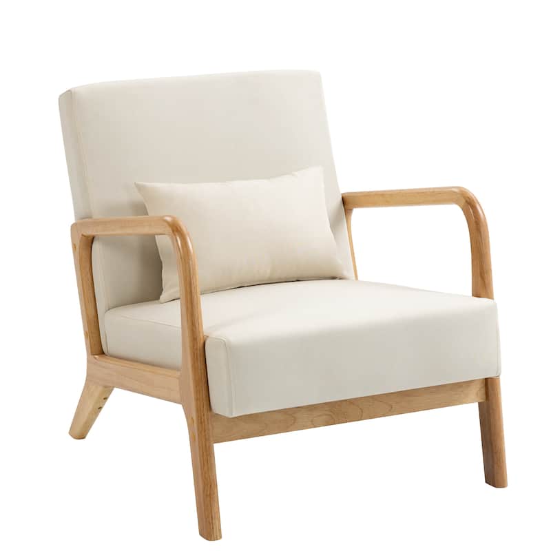 Briston 2 Set Mid Century Modern Wood Accent Chairs with pillow