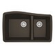 preview thumbnail 22 of 63, Karran Undermount Quartz 33 in. Double Bowl 60/40 Kitchen Sink with Bottom Grids and Strainers