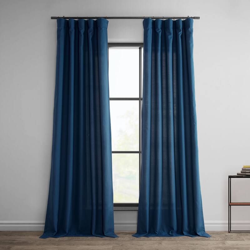 Exclusive Fabrics Dobby Linen Light Filtering Curtains (1 Panel) - 50 X 108 - Deep Blue