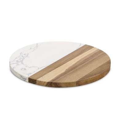Maison du Fromage Charcuterie Cheese Board, Cultured Marble and Wood, Round,