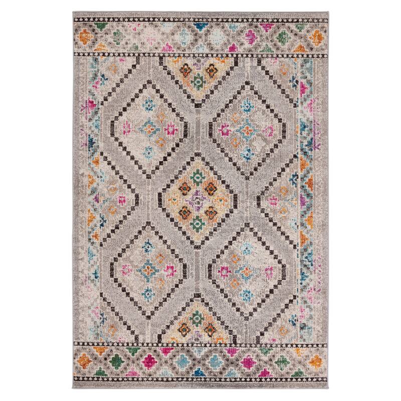 SAFAVIEH Madison Janell Boho Chic Rug - 6'7" Square - Grey/Beige