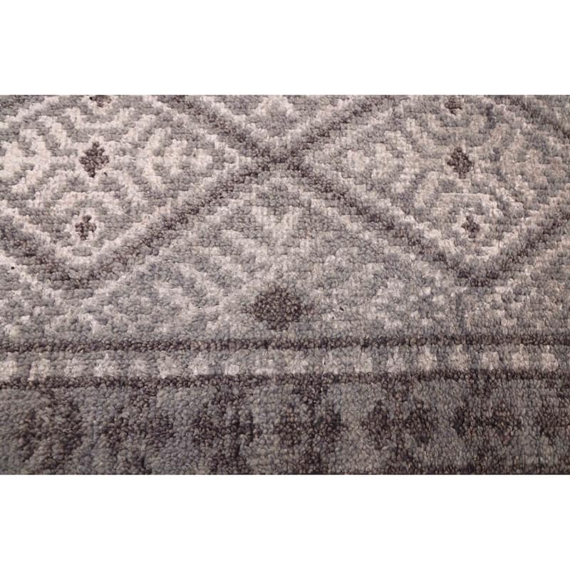 ECARPETGALLERY Hand-knotted Tangier Grey Viscose, Wool Rug - 5'3 x 7'8