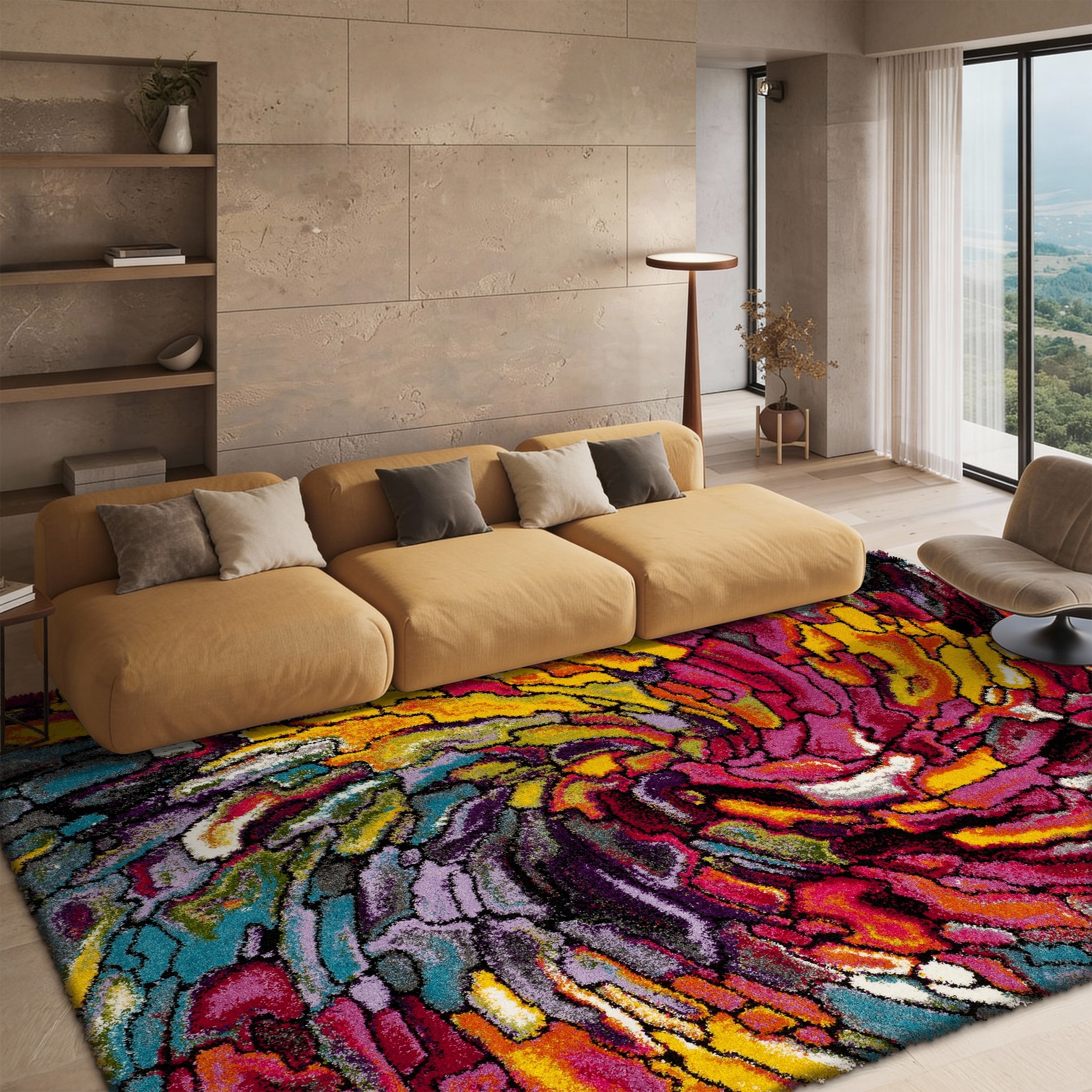 SAFAVIEH Fiesta Shag Victorina Abstract Rainbow Rug - Overstock