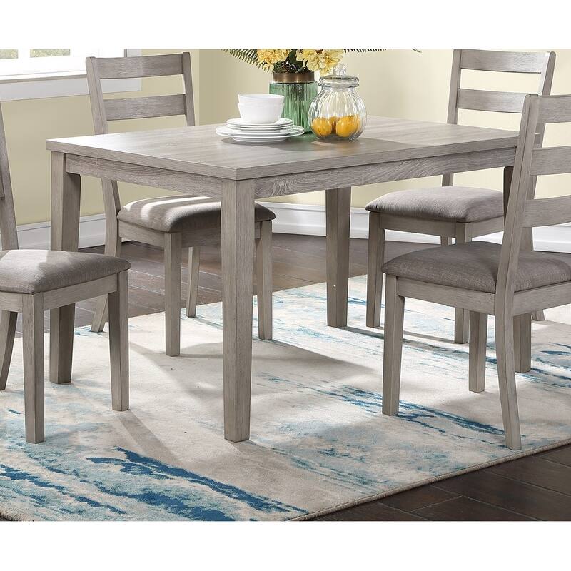 Classic Stylish Natural Finish 5pc Dining Set Kitchen Dinette Wooden Top Table and Chairs Cushions Seats Ladder Back Cha