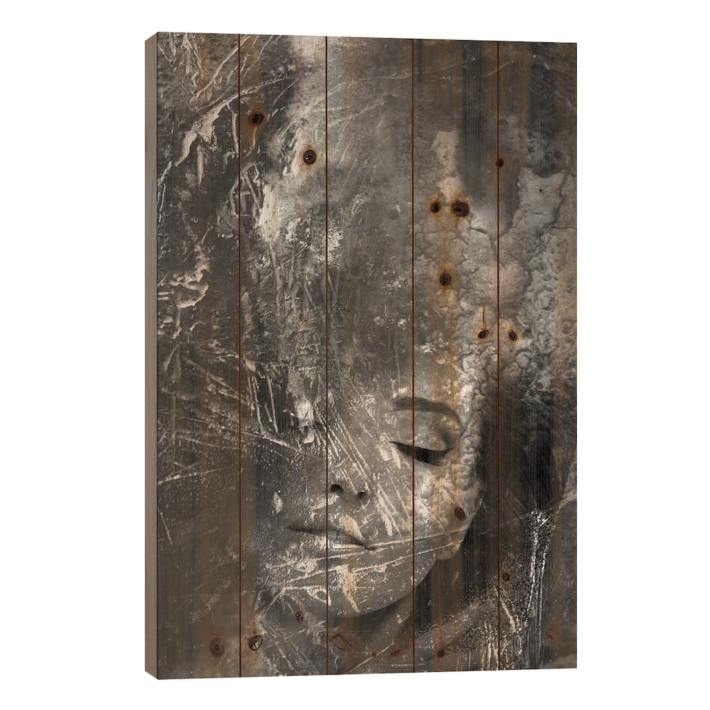 B&W I Print On Wood by Tatiana Amrein - Multi-Color