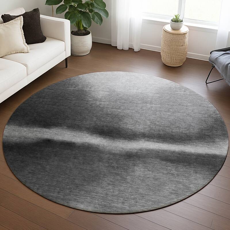 Machine Washable Indoor/ Outdoor Modern Landscape Chantille Rug