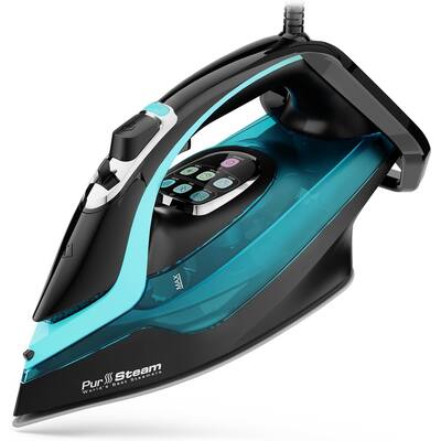 PurSteam SteamTech Elite 1750W Steam Iron, Digital Temp Control & LED Display, Ceramic Soleplate, Self-Clean, Auto Shut-Off