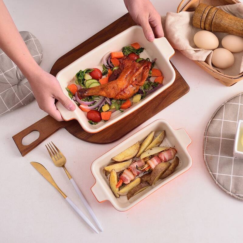 MALACASA Series Bake.Bake, Rectangle Porcelain Bakeware Set