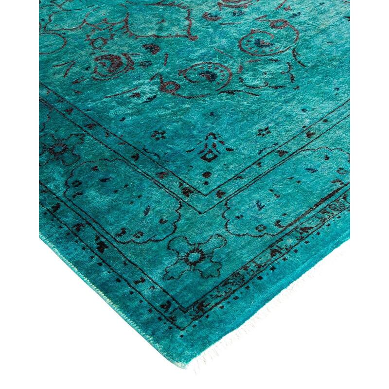 Overton Hand Knotted Wool Vintage Inspired Modern Contemporary Overdyed Blue Area Rug - 3' 1" x 5' 4"