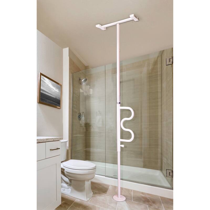 Stander Wonder Tension Mounted Transfer Pole with Rotating Grab Bar - White
