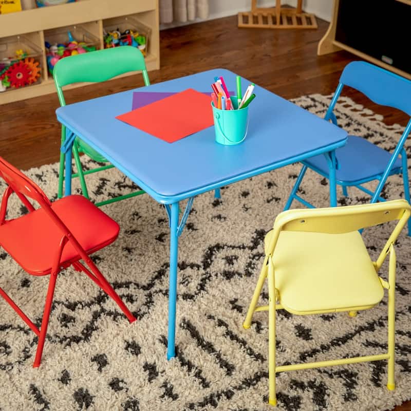 Kids 5-Piece Classroom Folding Table and Chairs Set
