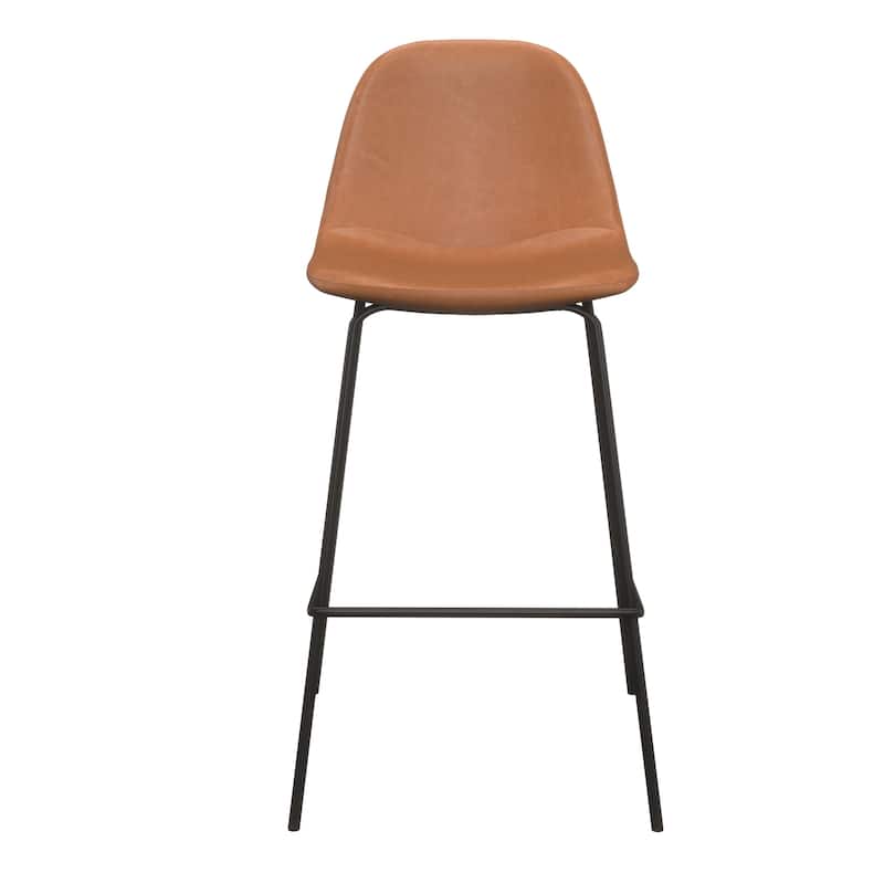 Maxine Vegan Leather Counter Height Stools Black Legs (Set of 2)