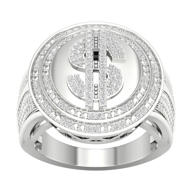 IGI Certified 1/3ct TDW Diamond Halo Ring in 10k Gold for Men - 12 - White