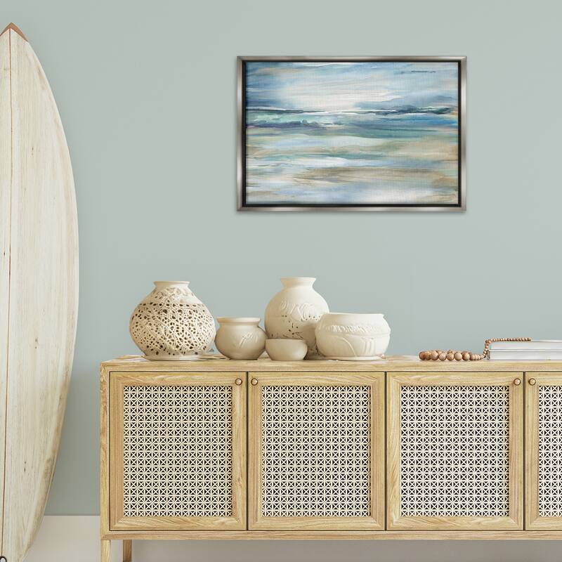 Stupell Gradient Ocean Waves Framed Floater Canvas Wall Art Design By Carol Robinson