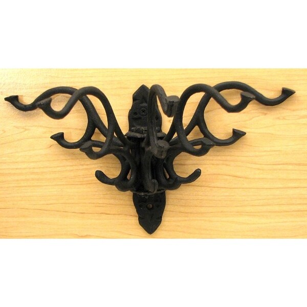 Cast Iron Five Hook Coat Rack Black