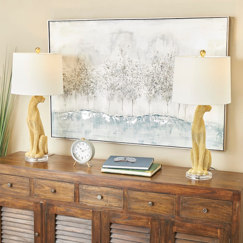 Polystone Leopard Table Lamp - Set of 2 Silver or Gold - Roche River Decor