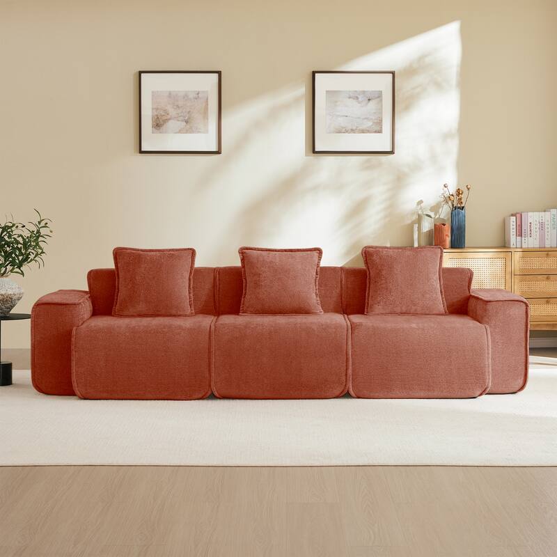 GDFStudio - Modular 3-Seater 108.66" Boneless Velvet Sofa
