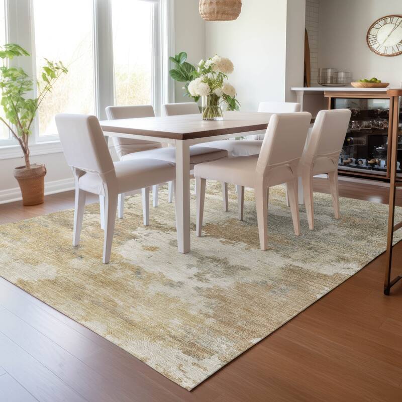 Machine Washable Indoor/Outdoor Abstract Blend Chantille Rug
