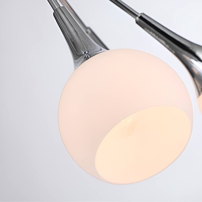 Six-Arm Celestial Wrought Iron & Blown Glass Oil Rod Pendant - Chrome