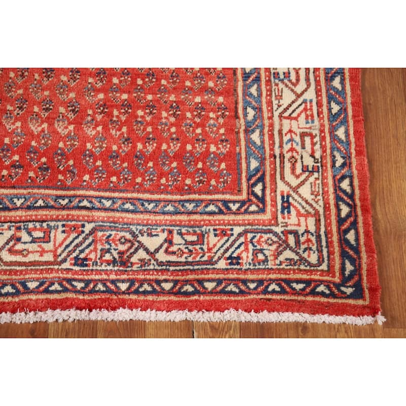 All-Over Boteh Botemir Persian Runner Rug Handmade Wool Carpet - 3'6" x 10'2"